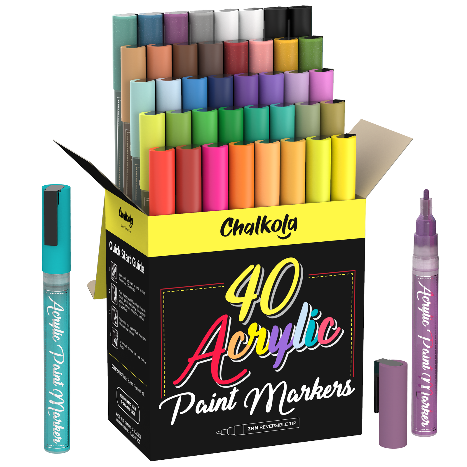 Gouache Paint Set (0.4oz, 12ml) - Set of 36 - Chalkola Art Supply